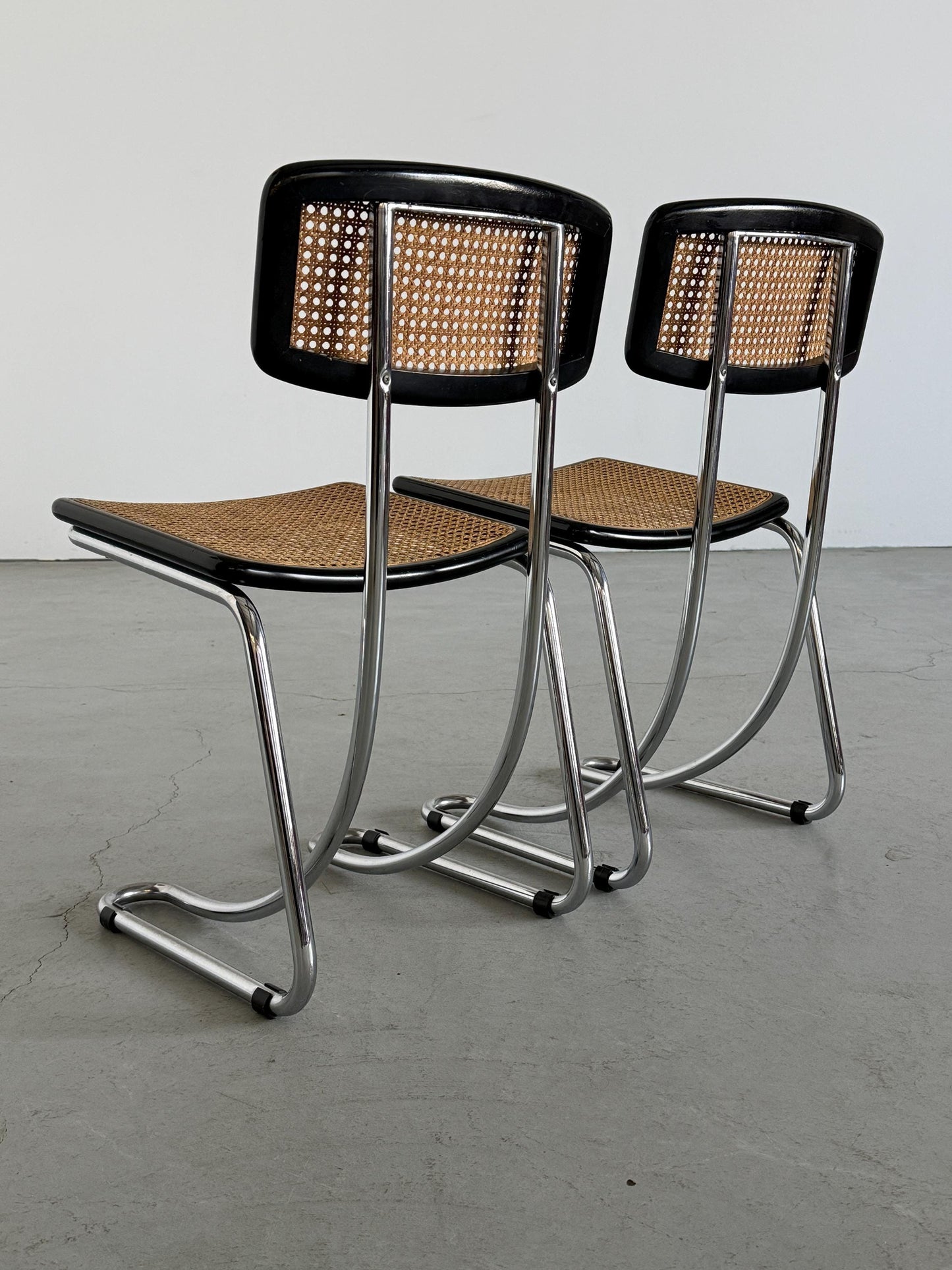 Set von 2 Vintage Freischwinger Essstuhl im Stil von Marcel Breuer für Italien