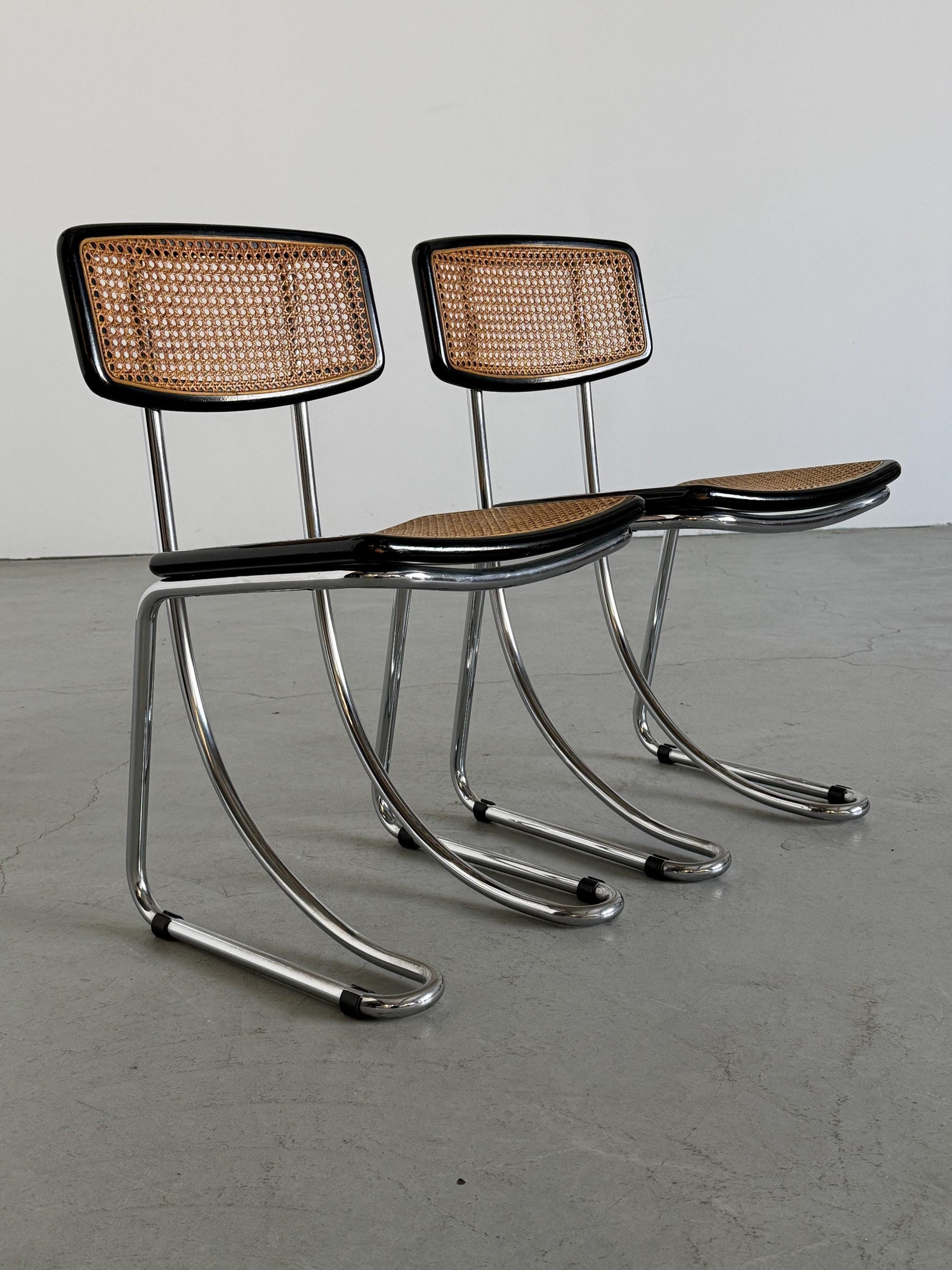 Set von 2 Vintage Freischwinger Essstuhl im Stil von Marcel Breuer für Italien