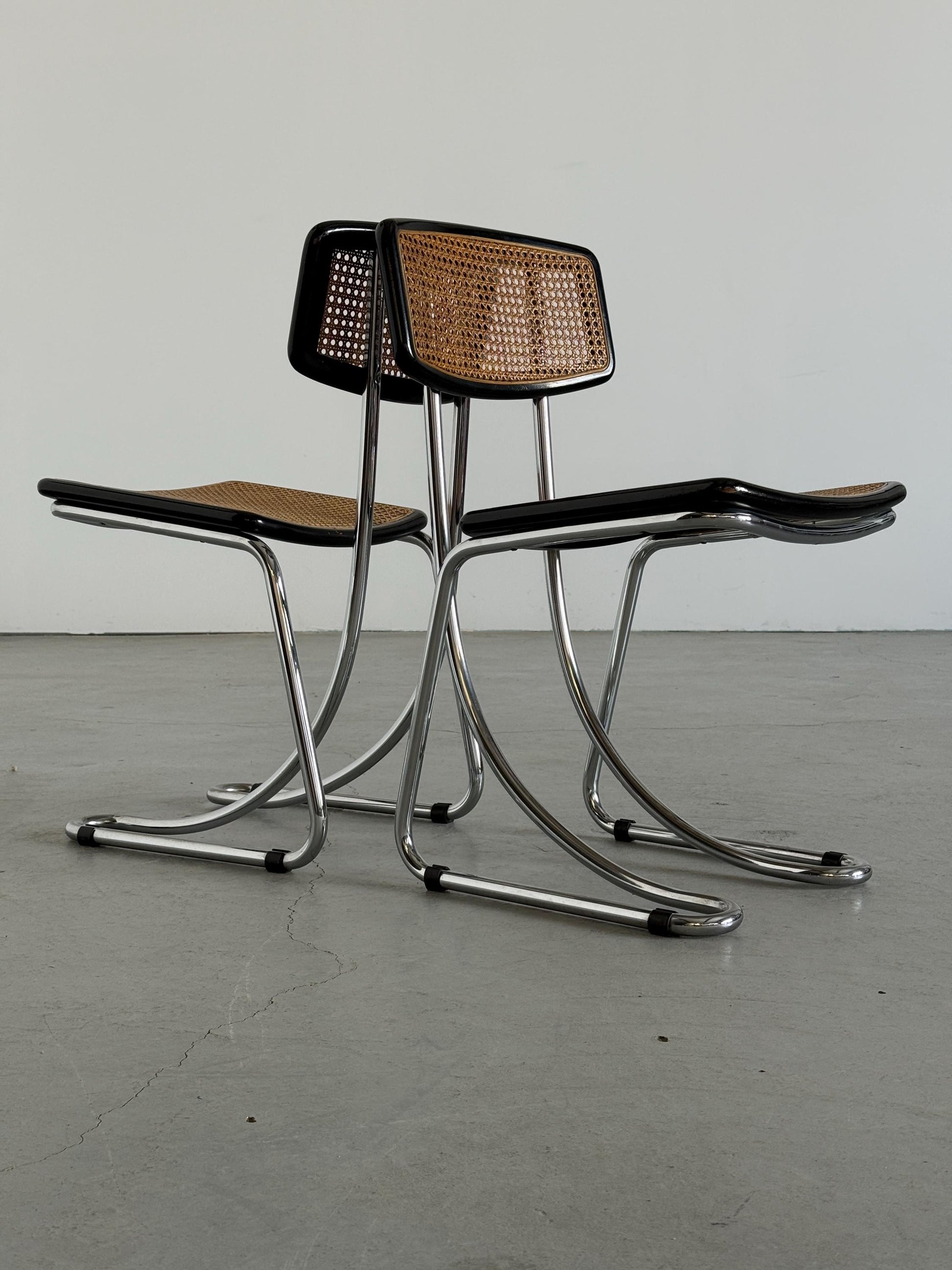 Set von 2 Vintage Freischwinger Essstuhl im Stil von Marcel Breuer für Italien