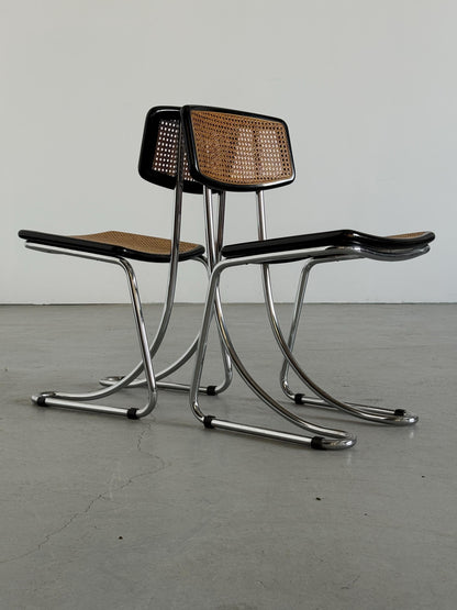 Set von 2 Vintage Freischwinger Essstuhl im Stil von Marcel Breuer für Italien