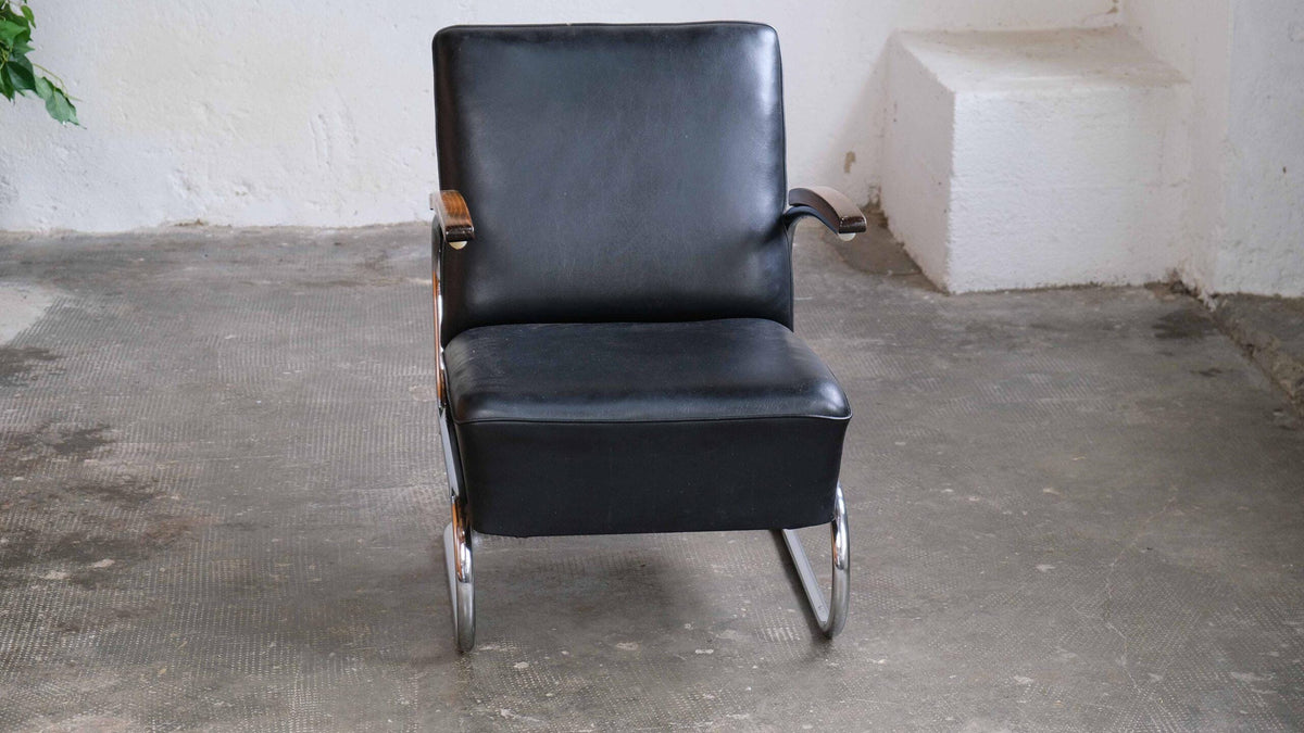 Vintage Sessel "S 411" von Thonet in Schwarz