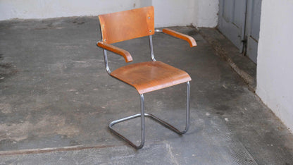 Vintage Freischwinger Armlehnstuhl "S 43 F" nach Mart Stam