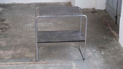 Vintage Bauhaus Regal mit verchromtem Stahlrohrgestell