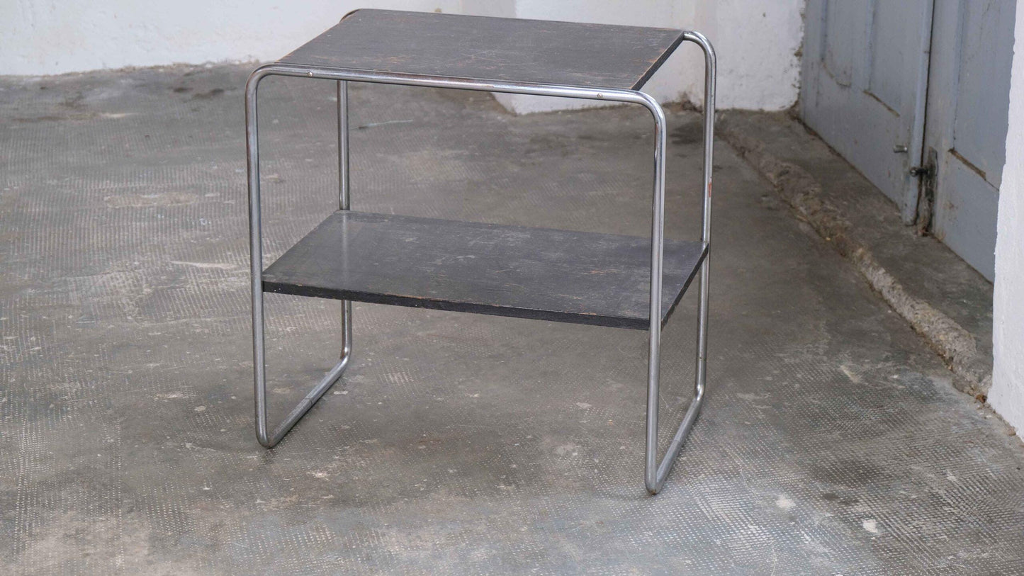 Vintage Bauhaus Regal mit verchromtem Stahlrohrgestell