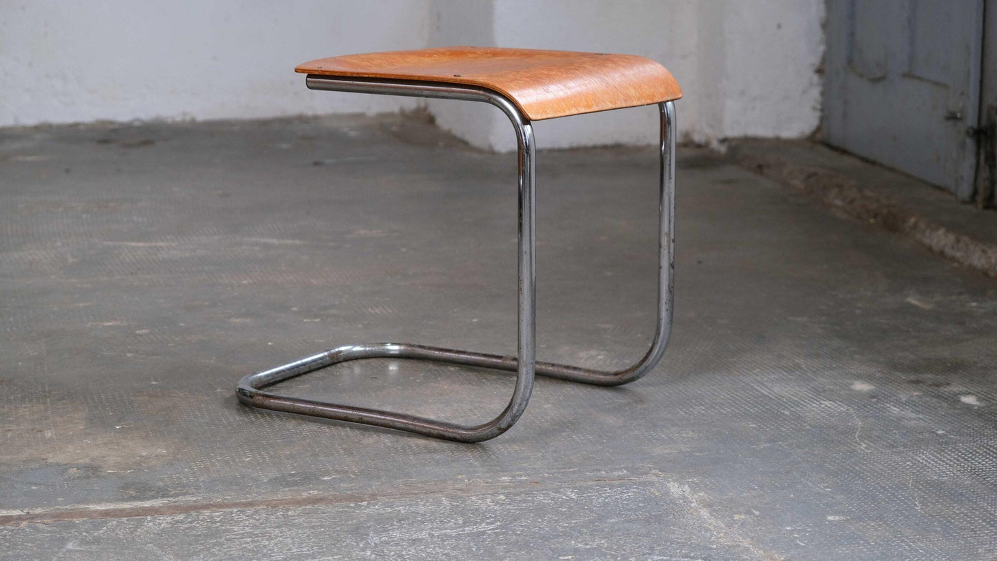 Vintage Bauhaus Hocker von Mart Stam in Hellbraun