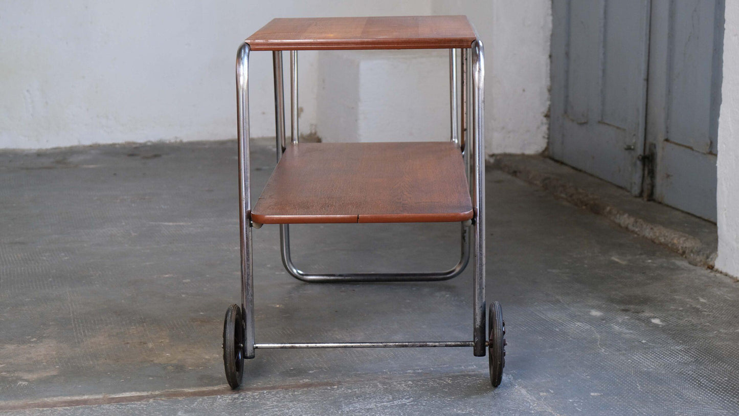 Vintage Servierwagen Bauhaus Stahlrohr