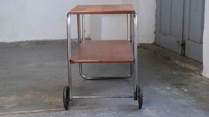 Vintage Servierwagen Bauhaus Stahlrohr