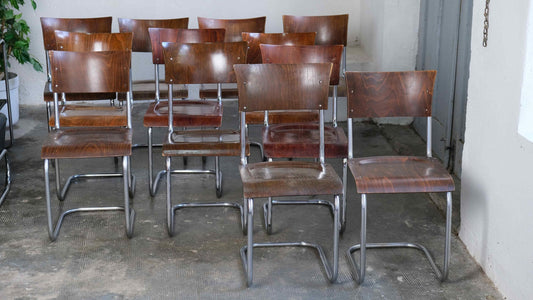 Vintage Bauhaus Freischwinger in dunkelbraun