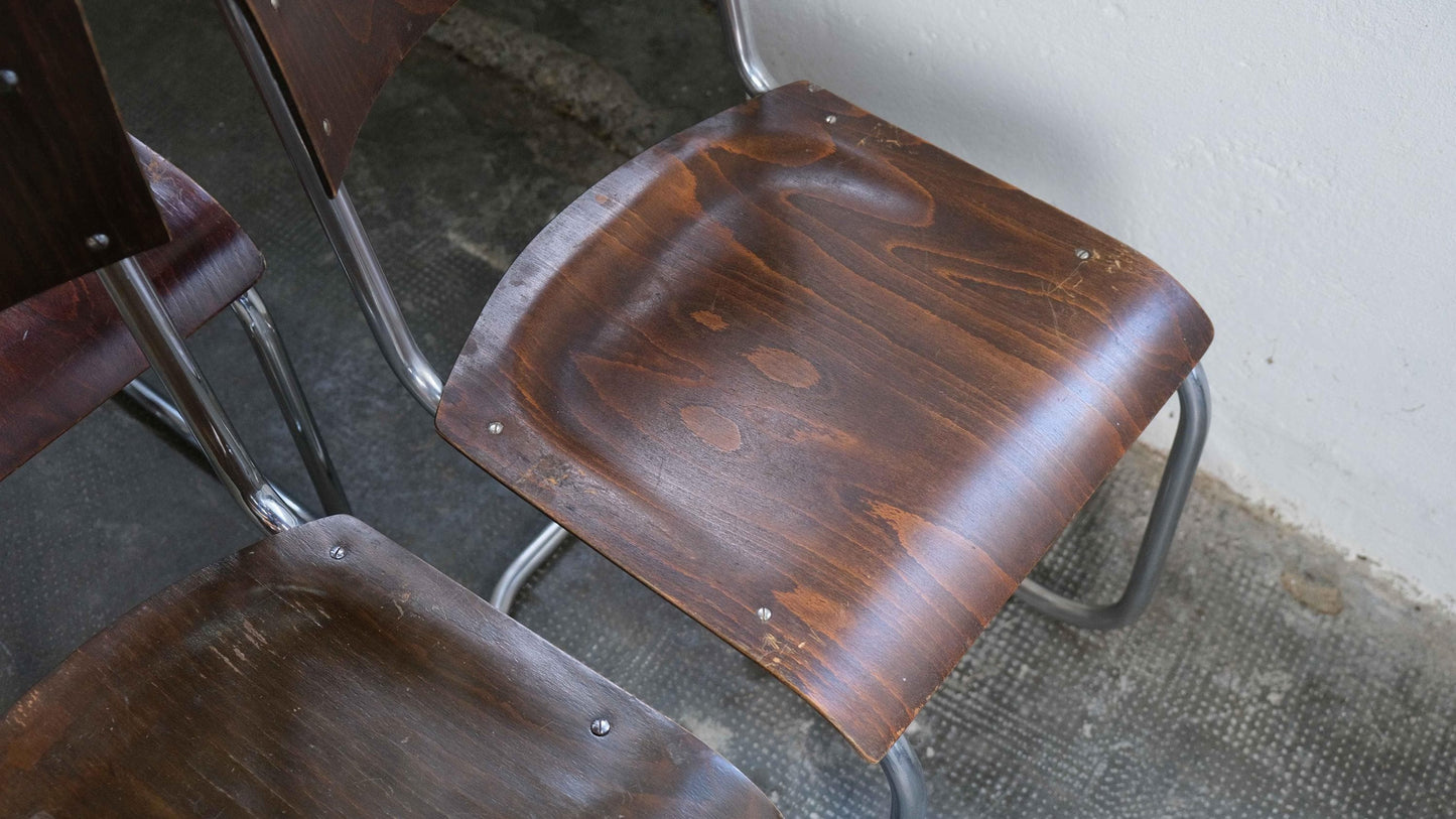 Vintage Bauhaus Freischwinger in dunkelbraun