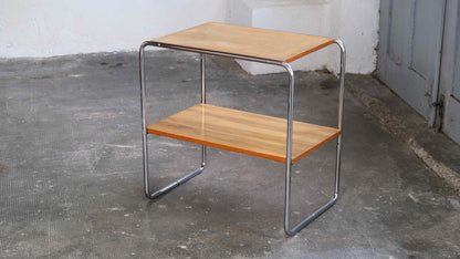 Vintage Bauhaus Regal und Beistelltisch mit verchromtem Stahlrohrgestell