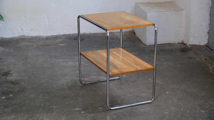 Vintage Bauhaus Regal und Beistelltisch mit verchromtem Stahlrohrgestell