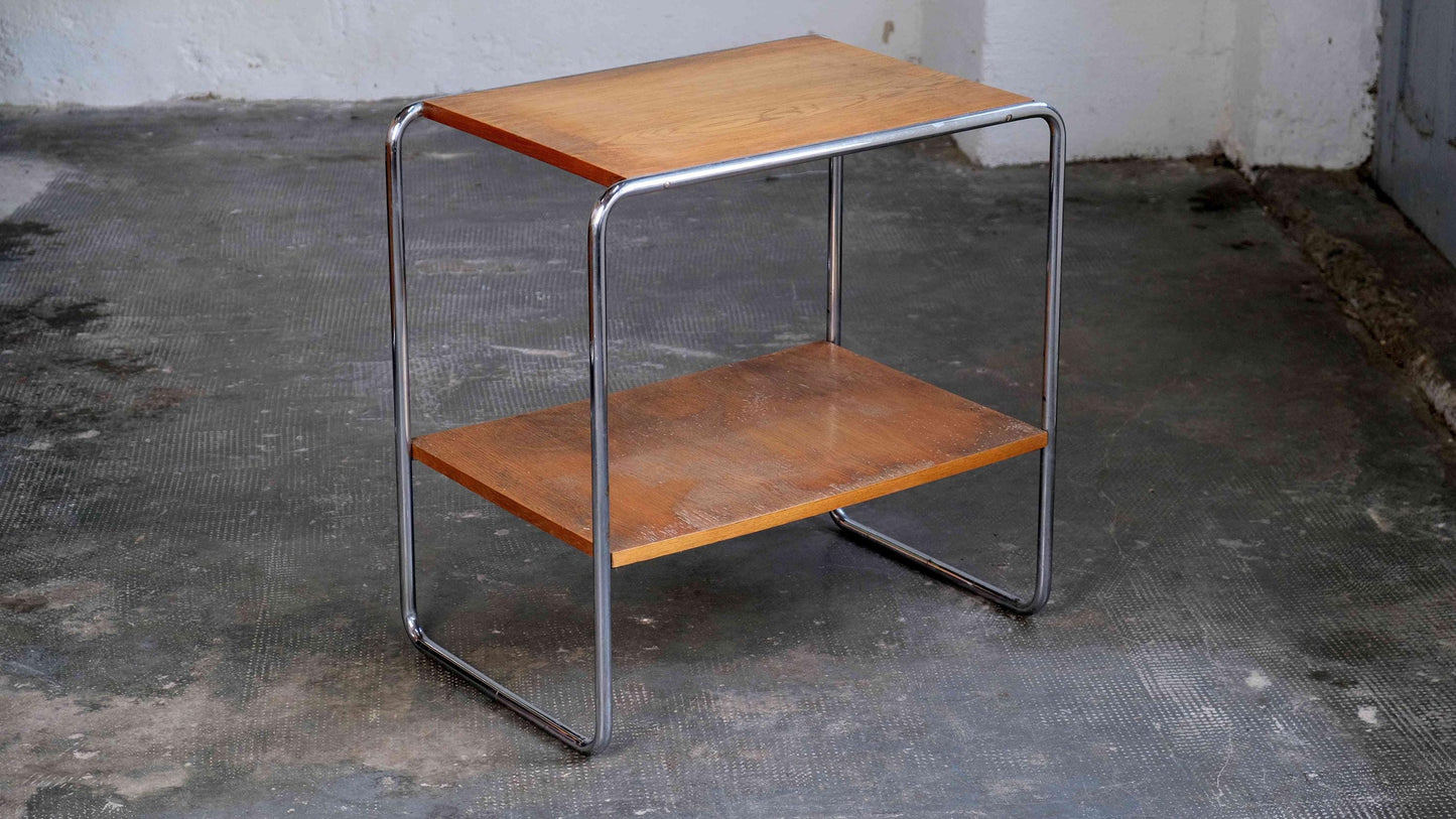 Vintage Bauhaus Regal mit verchromtem Stahlrohrgestell