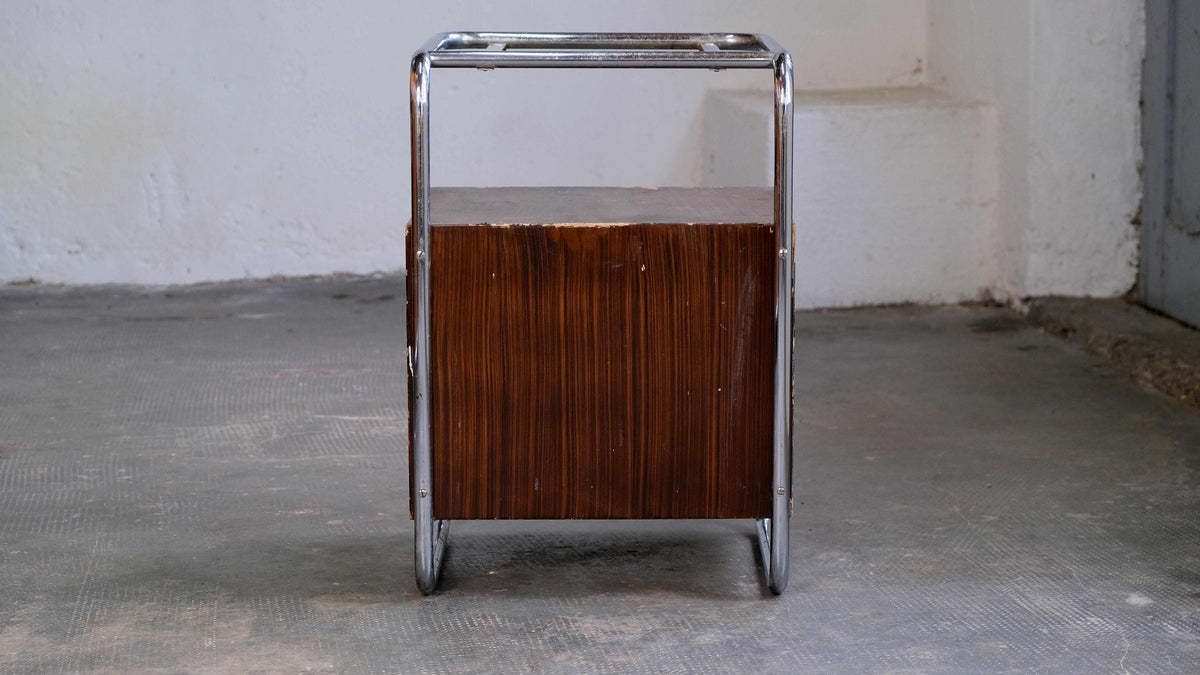 Vintage Bauhaus Nachtschrank mit Holzmalerei