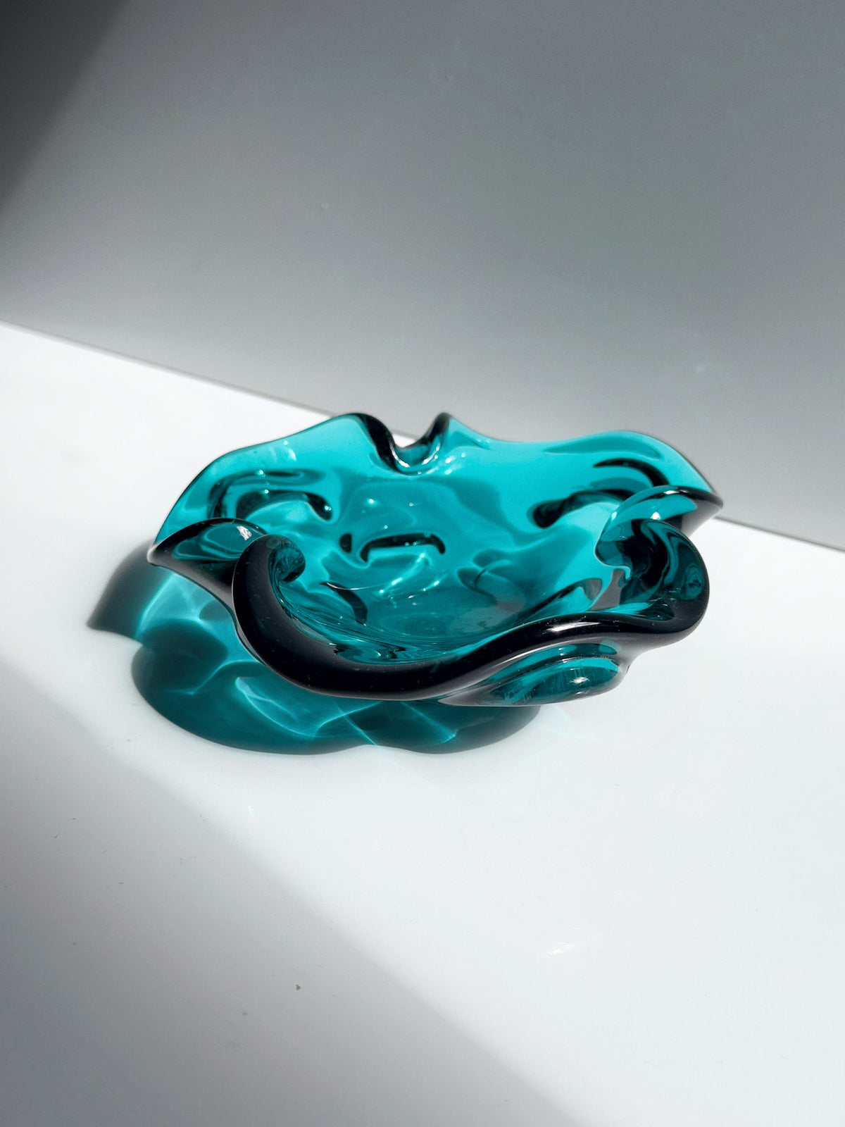 Vintage Murano Glas-Aschenbecher in Türkisgrün, Italien 1960er