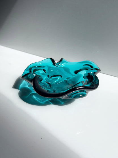 Vintage Murano Glas-Aschenbecher in Türkisgrün, Italien 1960er