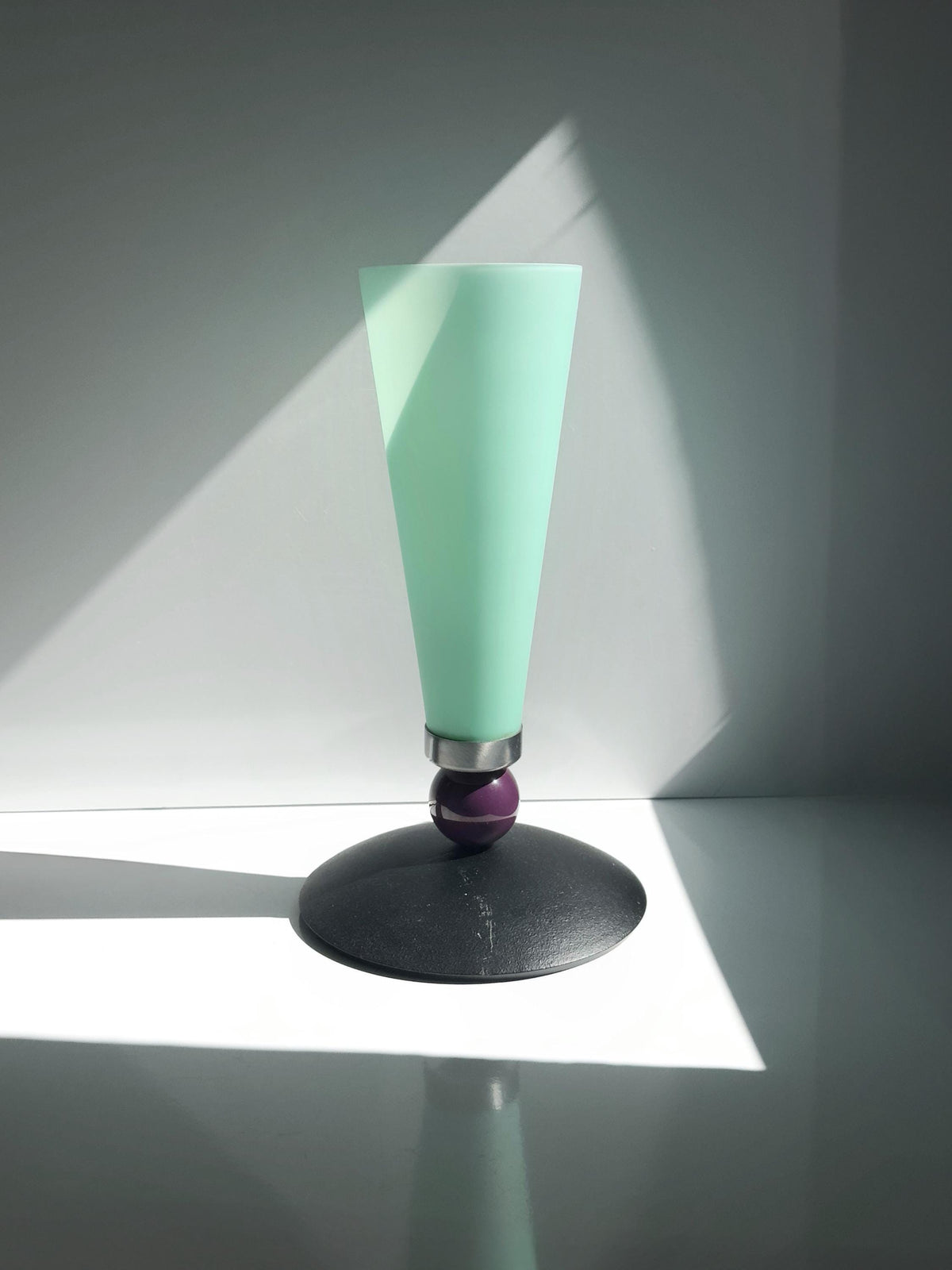 Vintage Tischlampe Casablanca Glas Mintgrün Postmodern 80er