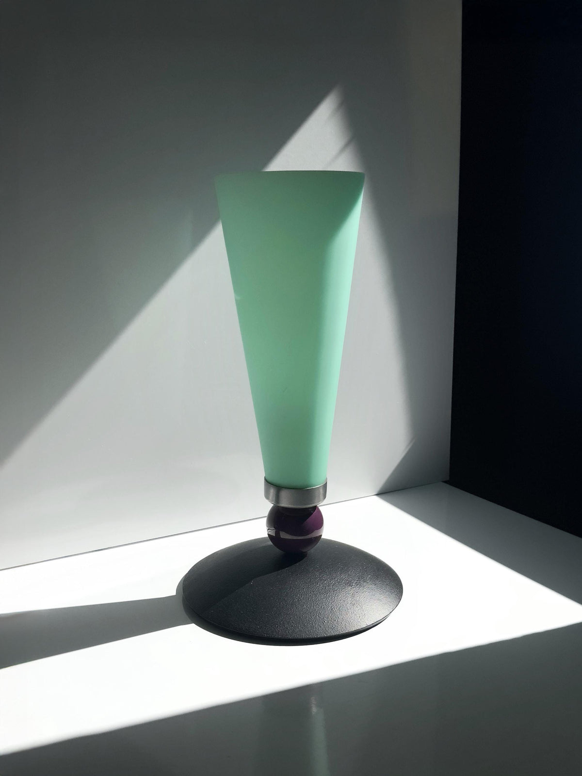 Vintage Tischlampe Casablanca Glas Mintgrün Postmodern 80er