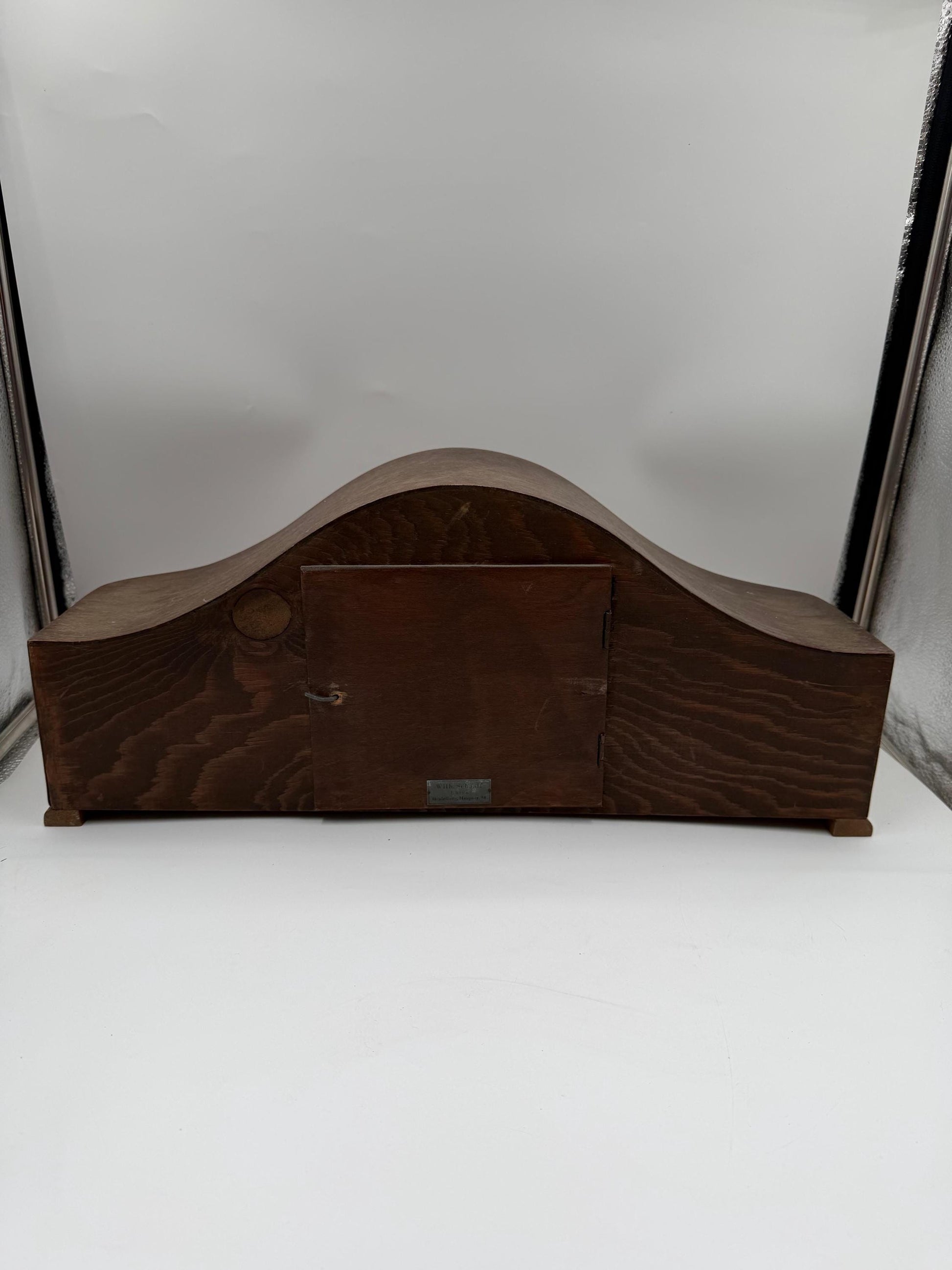 Vintage Kaminuhr aus Holz im Art Déco Stil