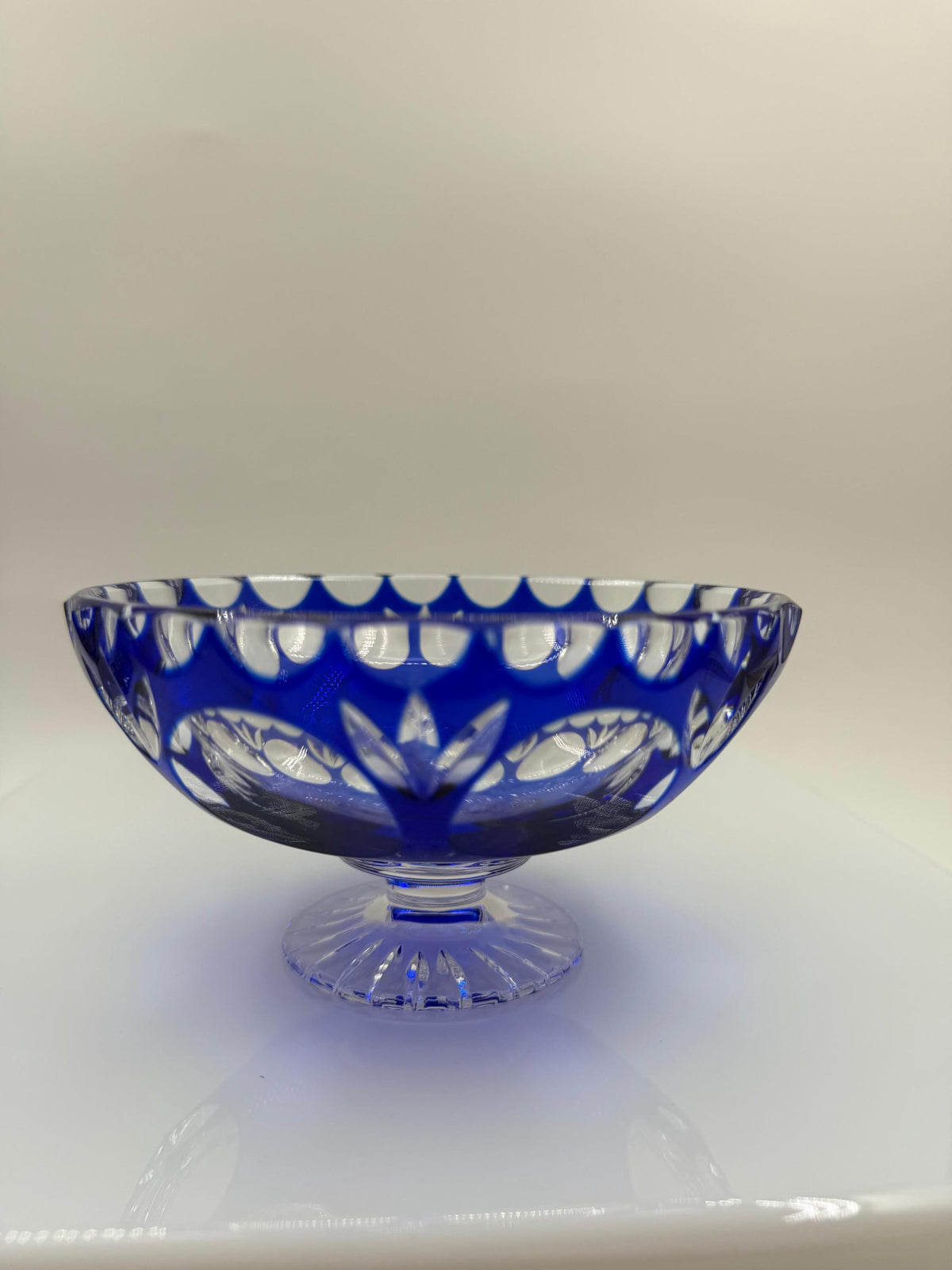 Vintage Fußschale aus blauem Überfangkristall von Nachtmann