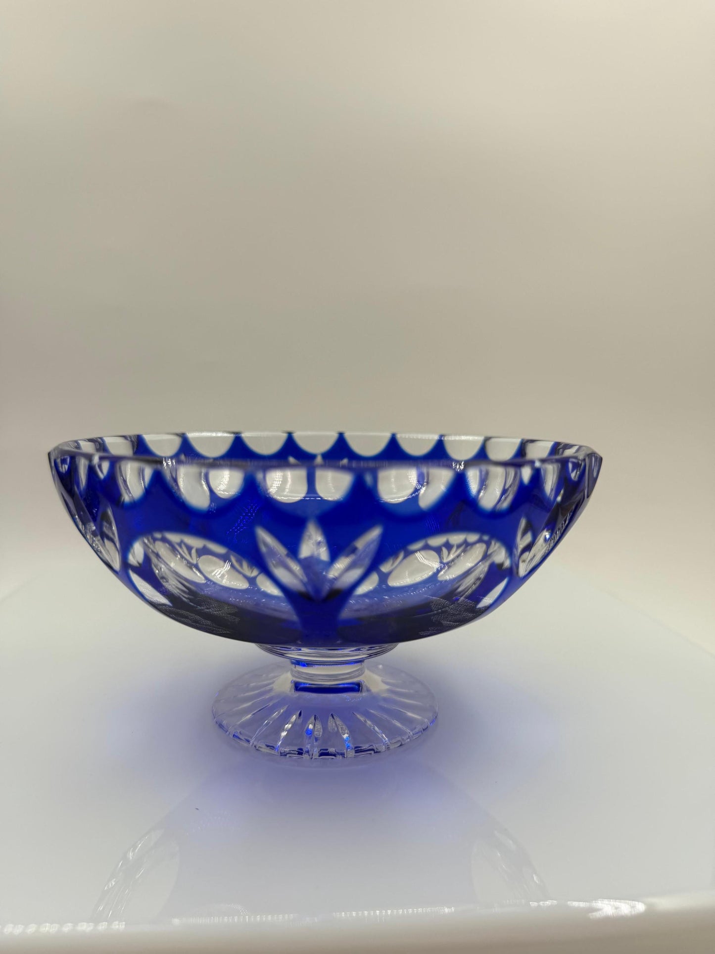 Vintage Fußschale aus blauem Überfangkristall von Nachtmann