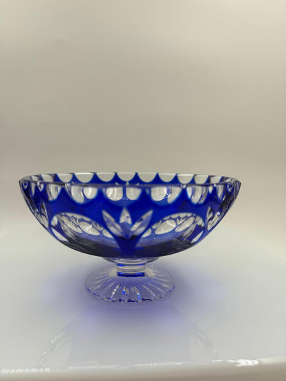 Vintage Fußschale aus blauem Überfangkristall von Nachtmann