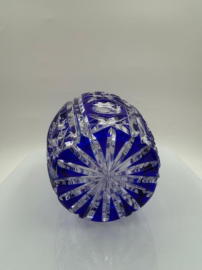 Vintage Kristallglas Vase von Nachtmann mit blauem Überfangglas und Handschliff
