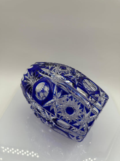Vintage Kristallglas Vase von Nachtmann mit blauem Überfangglas und Handschliff