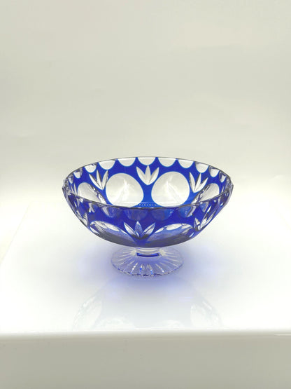 Vintage Fußschale aus blauem Überfangkristall von Nachtmann
