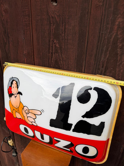 Vintage Leuchtreklame "Ouzo 12"