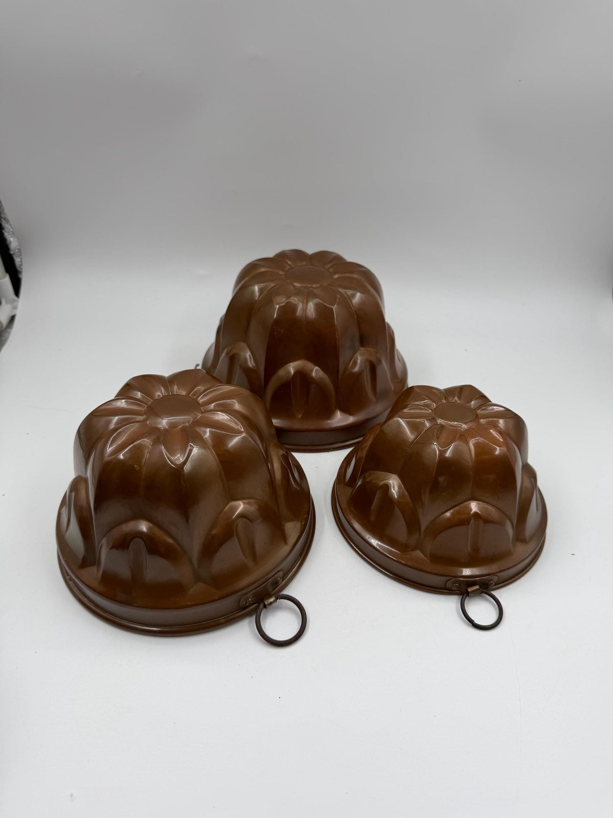 Set von 3 Vintage Kupfer Gugelhupfform "Echt Kupfer – Schwere Qualität", unbenutzt
