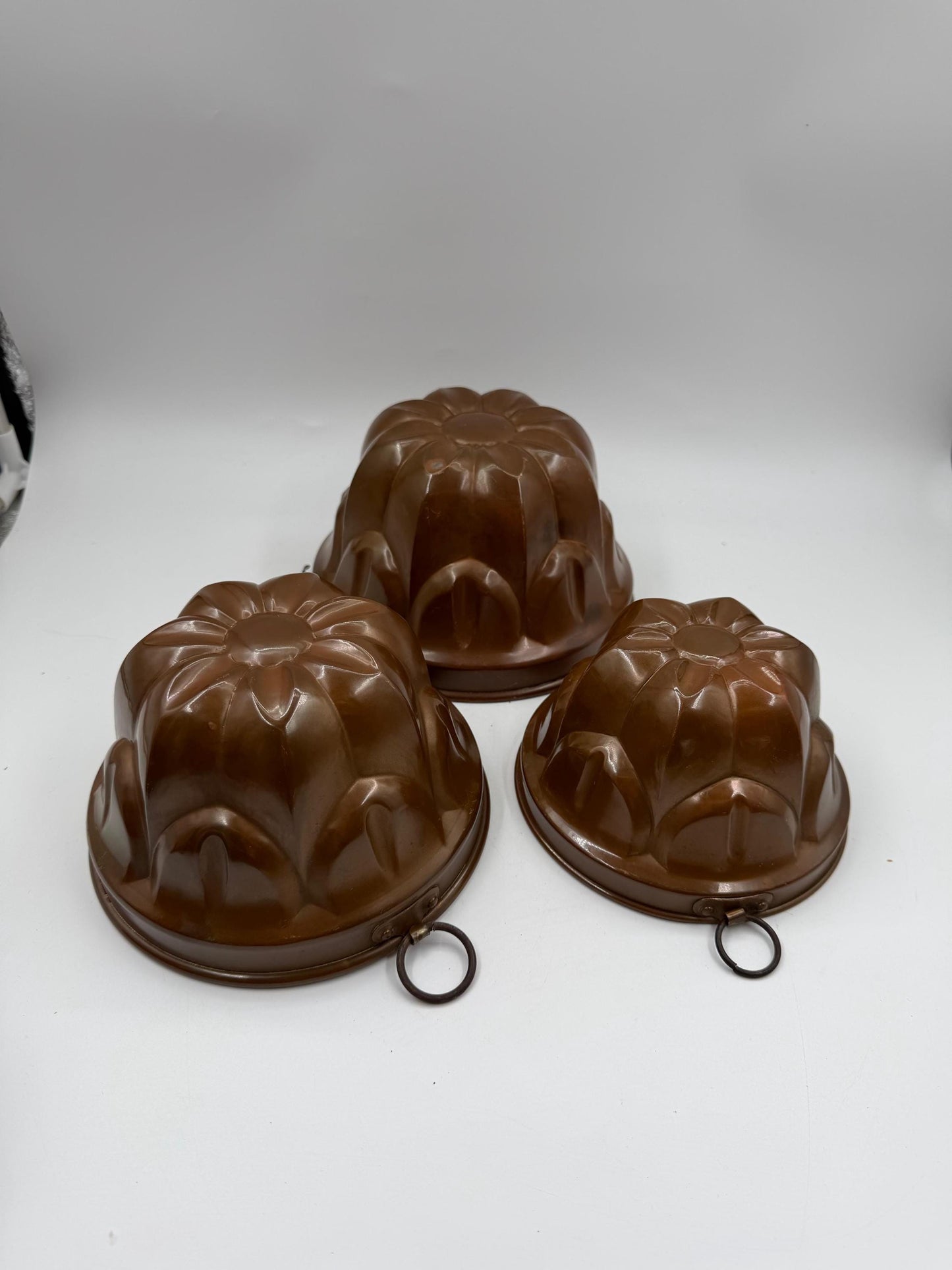 Set von 3 Vintage Kupfer Gugelhupfform "Echt Kupfer – Schwere Qualität", unbenutzt