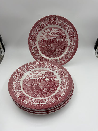 Set von 5 Vintage Teller "Olde Country Castles" von Hostess Tableware, Ironstone