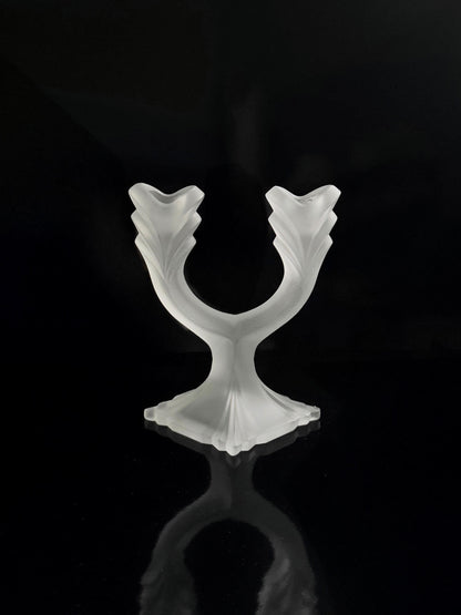 Vintage Kerzenhalter aus mattiertem Glas, Art Deco Revival