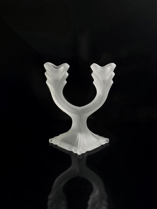 Vintage Kerzenhalter aus mattiertem Glas, Art Deco Revival