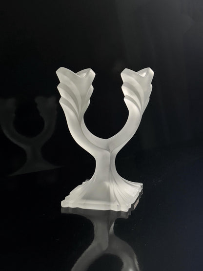 Vintage Kerzenhalter aus mattiertem Glas, Art Deco Revival