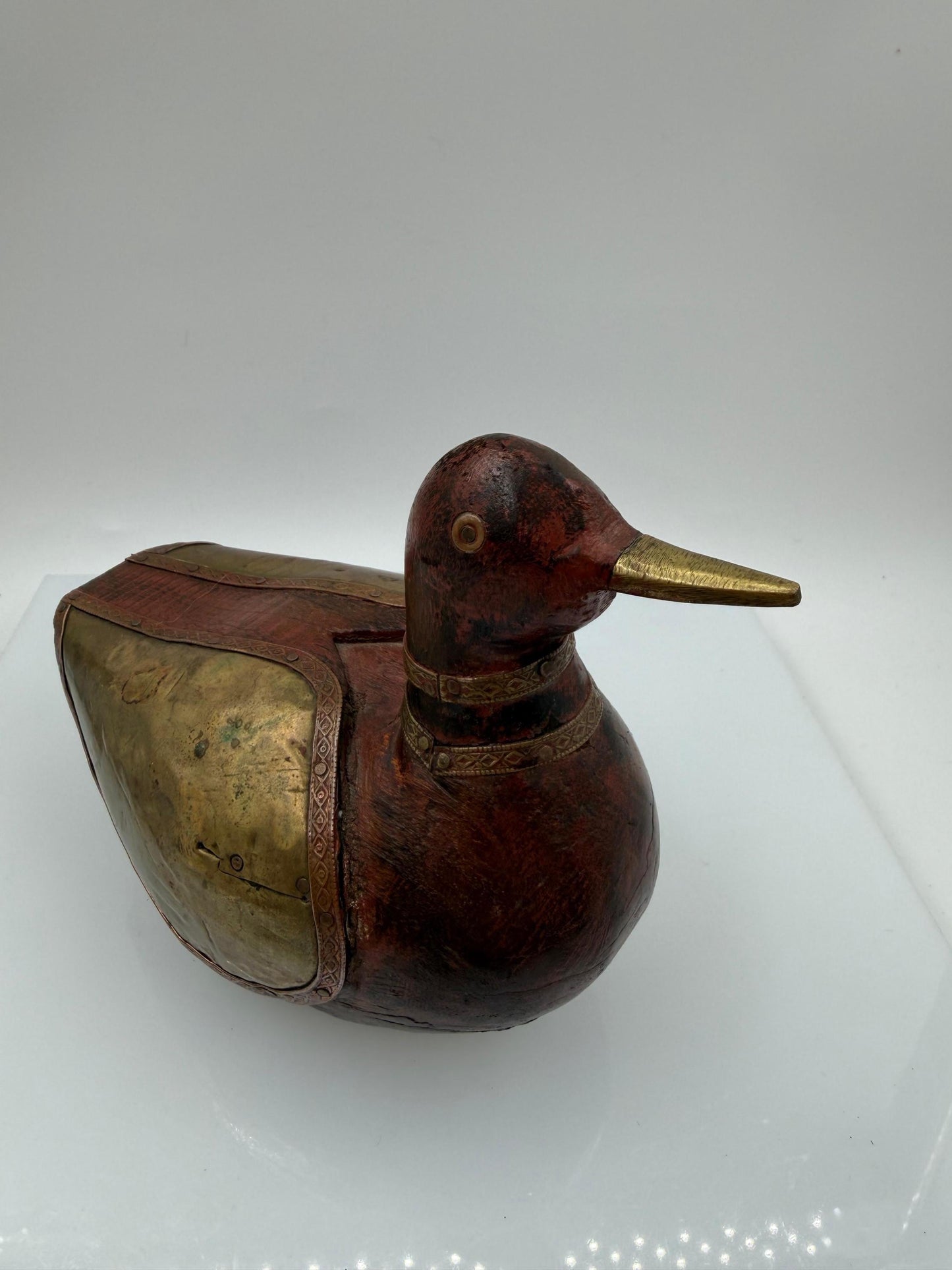 Vintage Vogelpaar Skulptur aus Messing auf Holzsockel