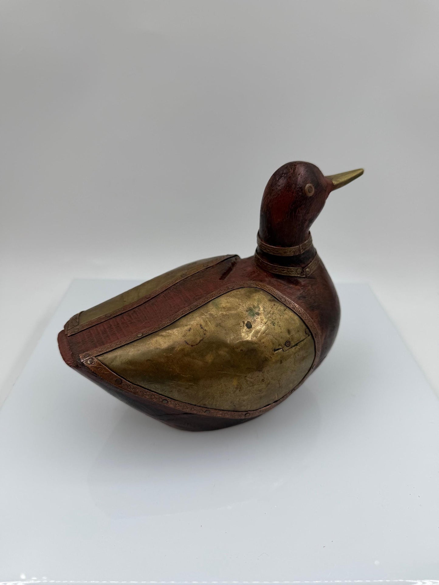 Vintage Vogelpaar Skulptur aus Messing auf Holzsockel