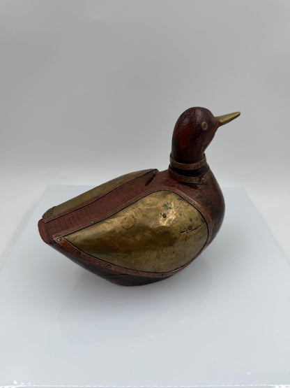Vintage Vogelpaar Skulptur aus Messing auf Holzsockel