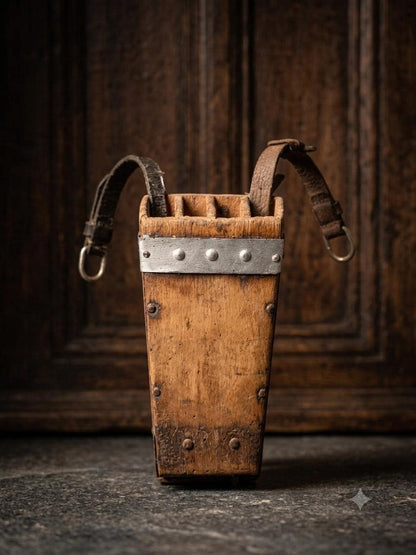 Vintage Metzger-Gürteltasche aus Leder mit Messerscheide, Frankreich
