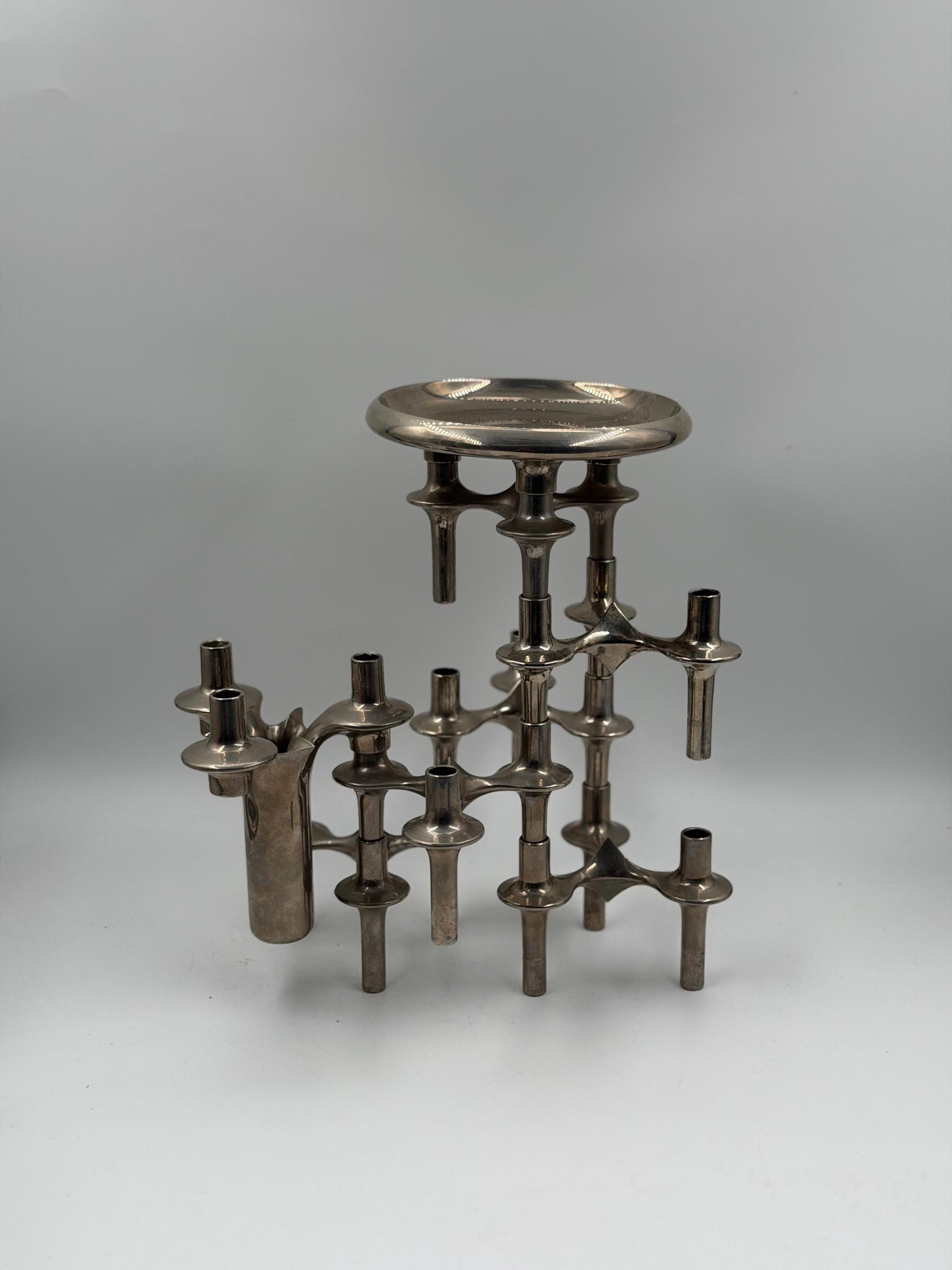 Set von 6 Vintage Kerzenhalter "Stecksystem" von Werner Stoff für Nagel BMF, Chrom