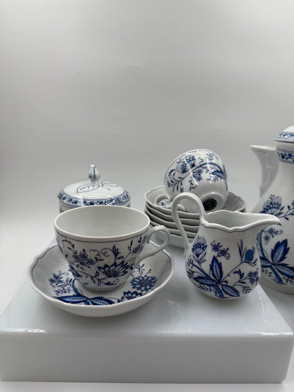 Vintage Kaffeeservice "Marienbad Ingres" mit Zwiebelmuster für 6 Personen, 15-teilig