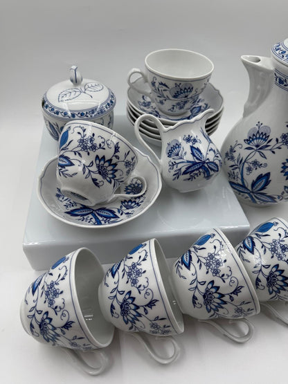 Vintage Kaffeeservice "Marienbad Ingres" mit Zwiebelmuster für 6 Personen, 15-teilig