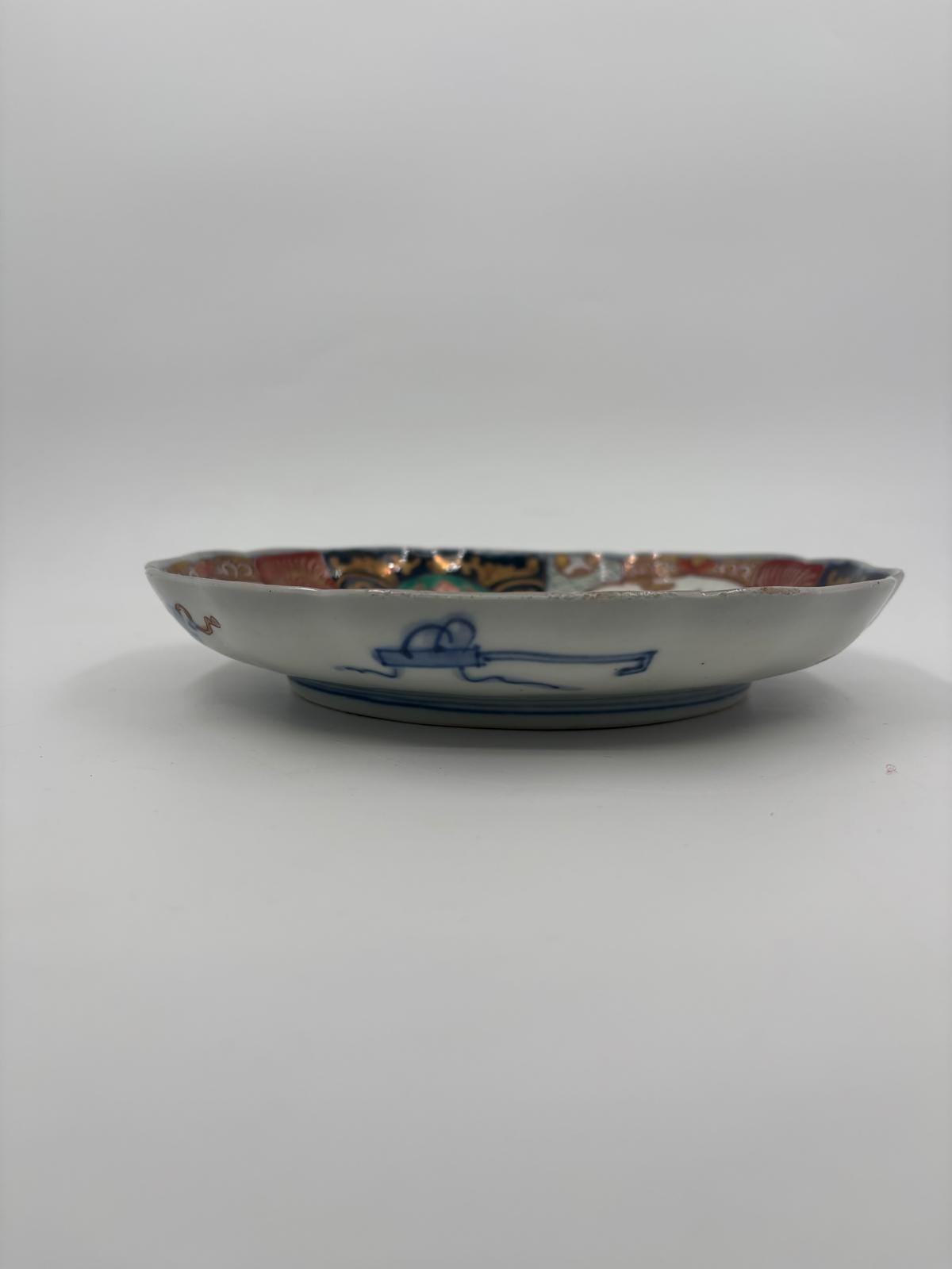 Vintage Teller handbemalt mit Golddekor, Japan 21 cm