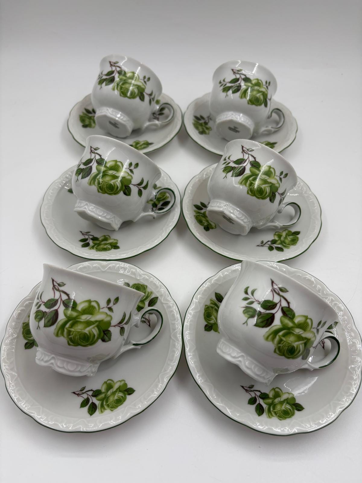 Vintage Mokka- und Kaffeeservice von Mitterteich Bavaria aus weißem Porzellan mit Goldakzenten