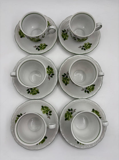 Vintage Mokka- und Kaffeeservice von Mitterteich Bavaria aus weißem Porzellan mit Goldakzenten