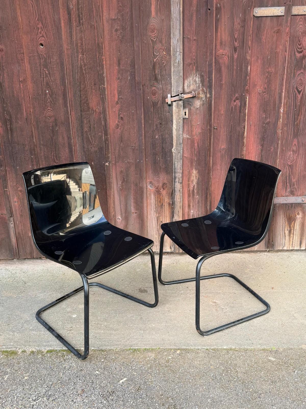 Set von 2 Vintage Stuhl "Tobias" von IKEA Schwarz Polycarbonat