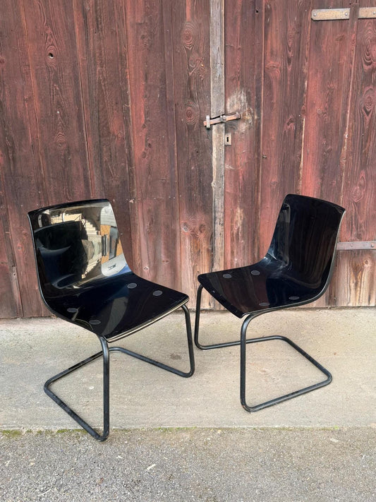 Set von 2 Vintage Stuhl "Tobias" von IKEA Schwarz Polycarbonat
