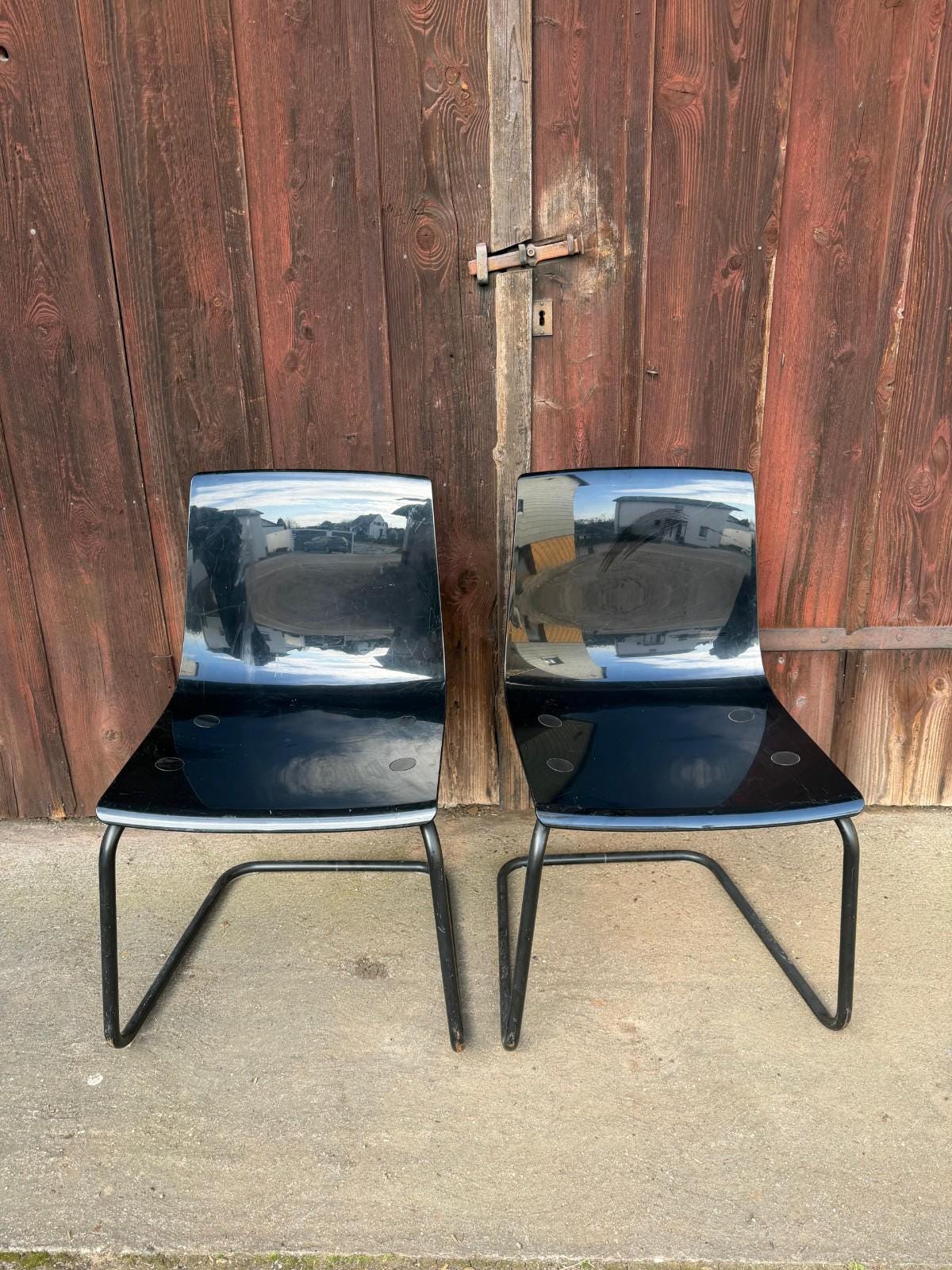 Set von 2 Vintage Stuhl "Tobias" von IKEA Schwarz Polycarbonat