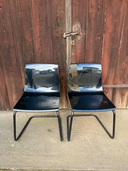 Set von 2 Vintage Stuhl "Tobias" von IKEA Schwarz Polycarbonat