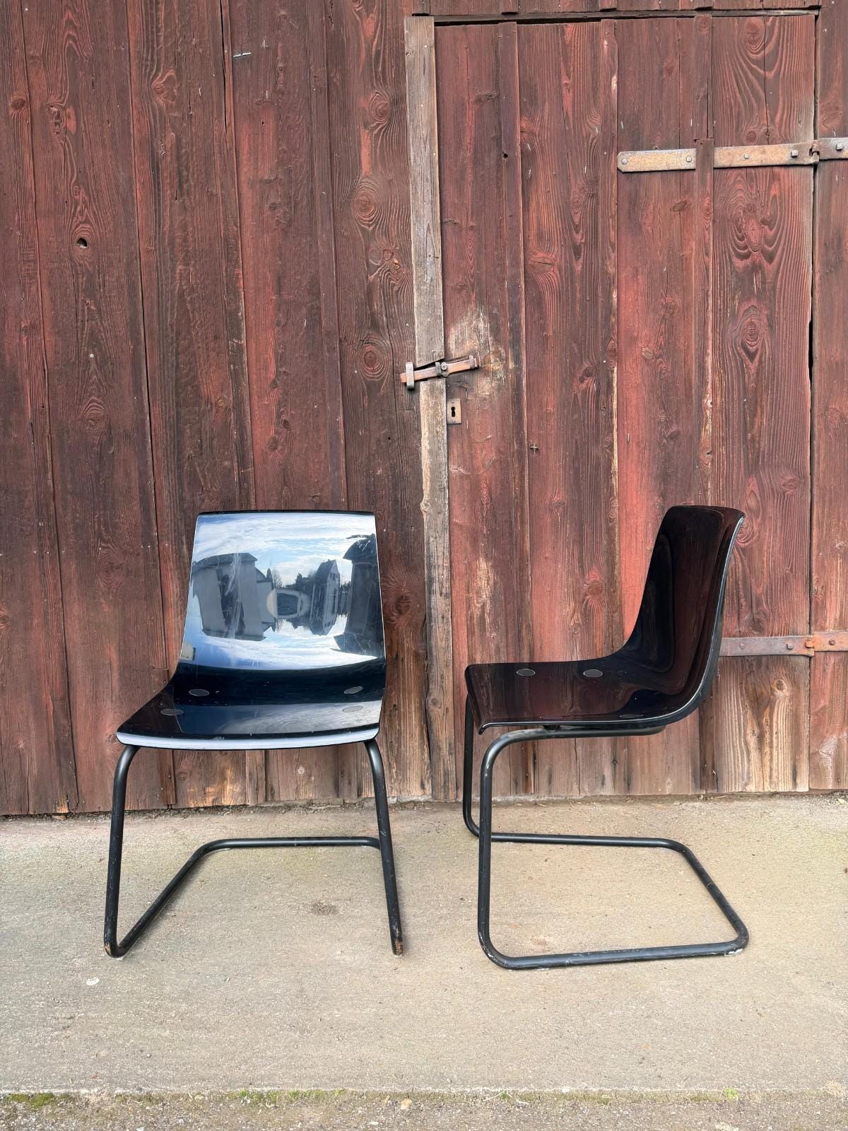 Set von 2 Vintage Stuhl "Tobias" von IKEA Schwarz Polycarbonat